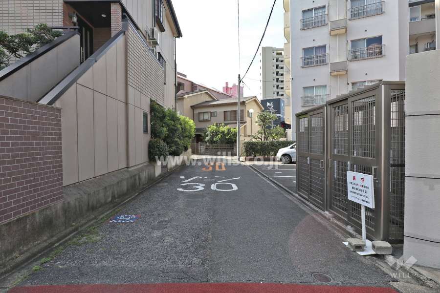 敷地東側の前面道路（北側から）