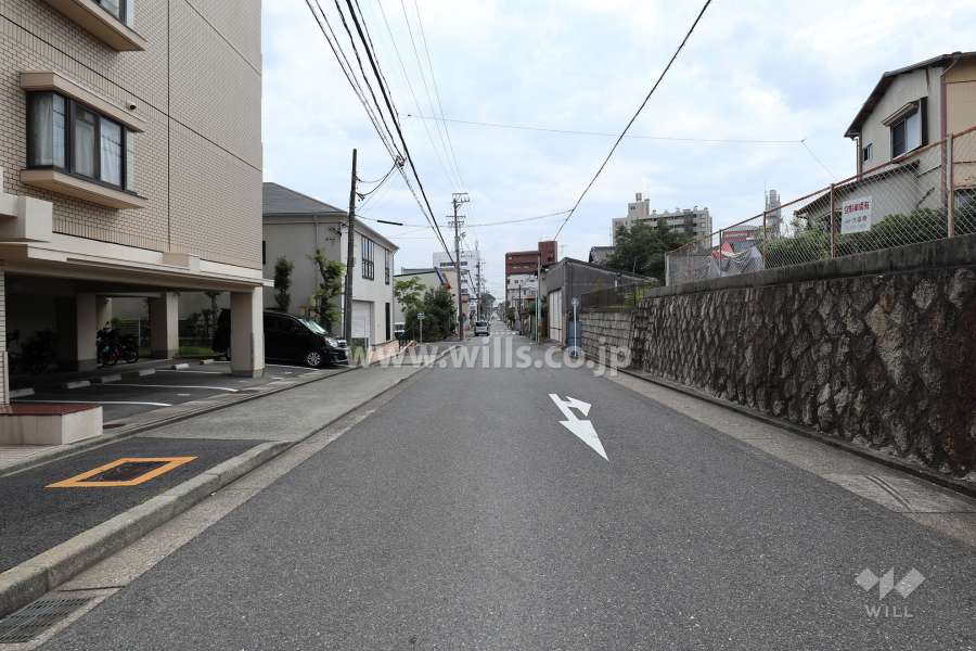 敷地西側の前面道路（北側から）