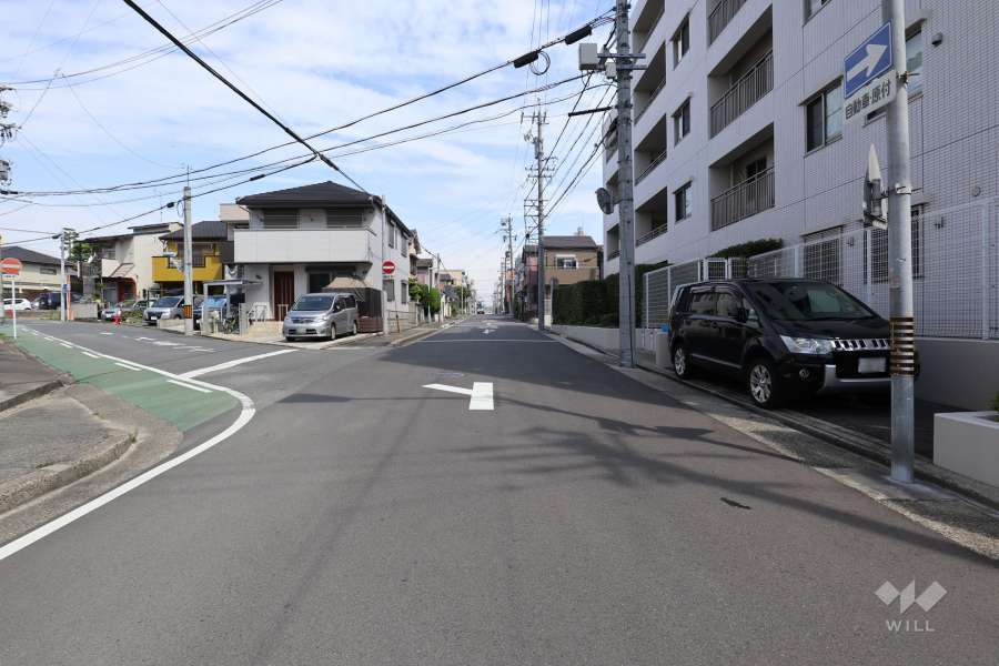 敷地西側の前面道路（南側より）