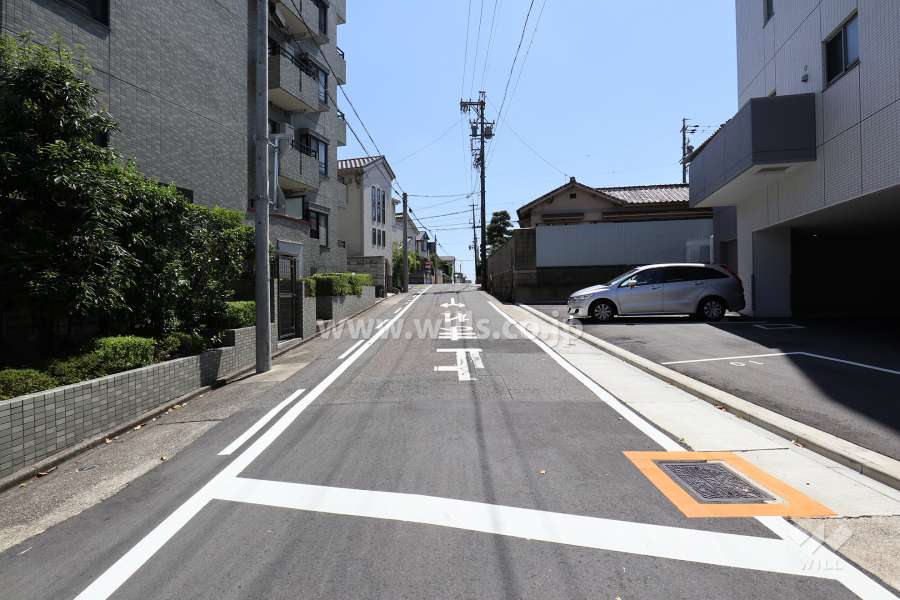 敷地西側の前面道路（北側から）