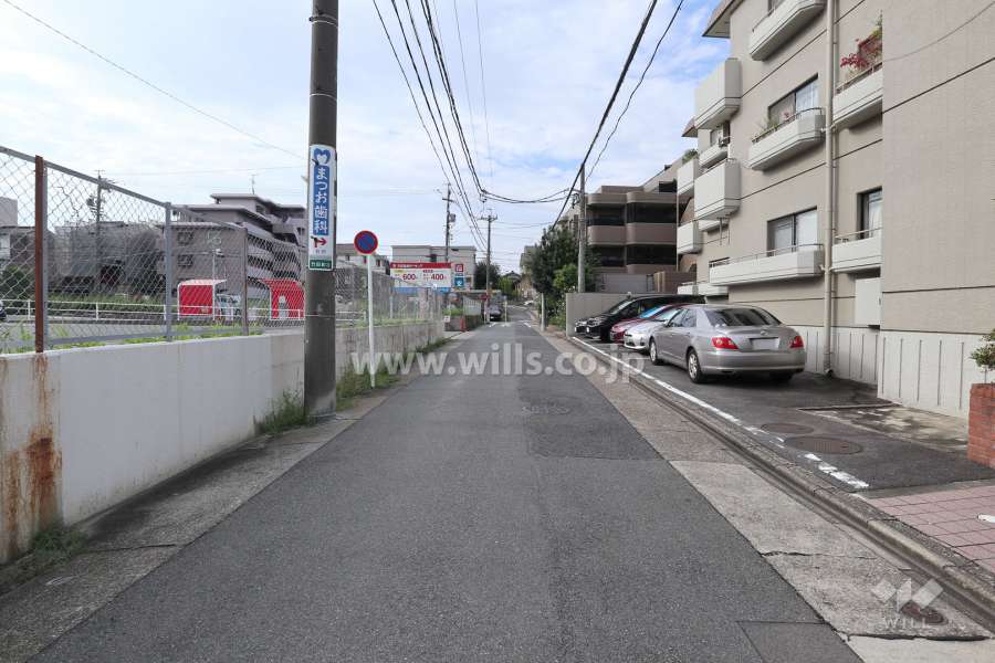 敷地東側の前面道路（北側から）
