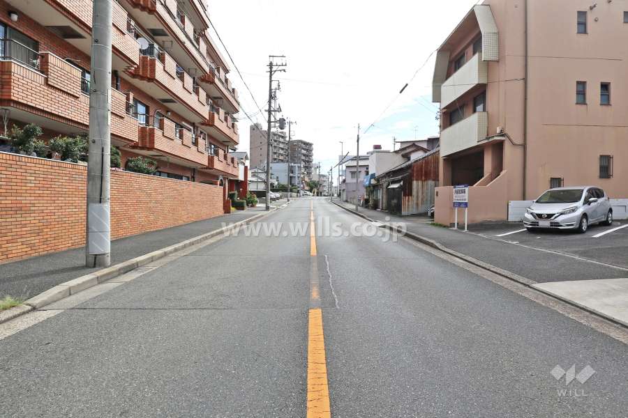 敷地南側の前面道路（西側から）
