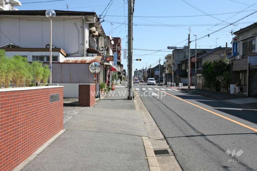敷地南側の前面道路(西側から)