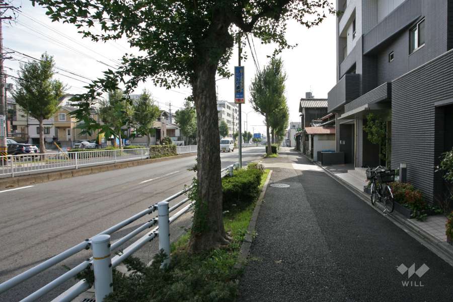 敷地北東側の前面道路（北西側から）