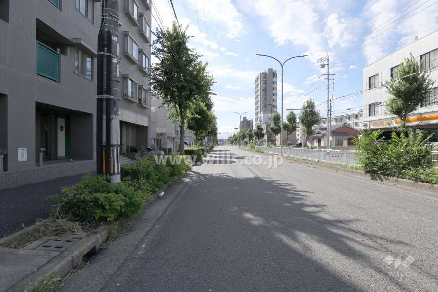敷地西側の前面道路