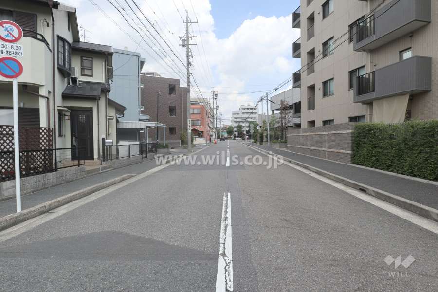 敷地西側の前面道路（南側から）