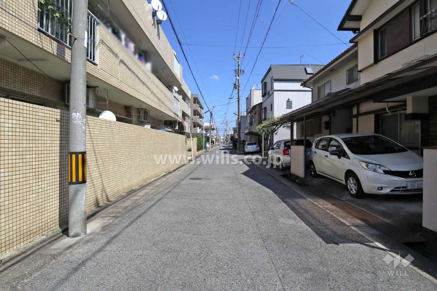 敷地南側の前面道路（西側から）