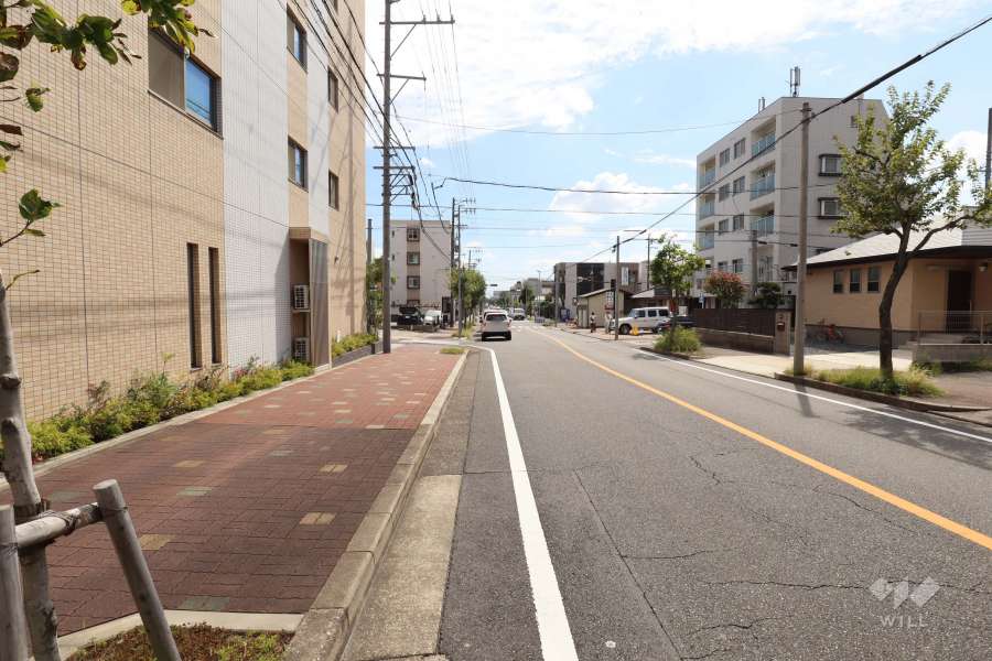 敷地東側の前面道路（北側から）