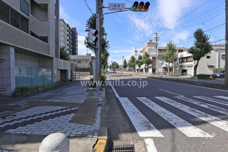 敷地北西側の前面道路（北東側から）