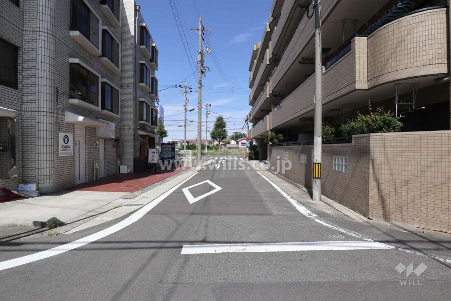 敷地南西側の前面道路（南東側から）