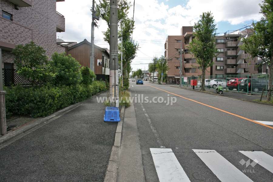 敷地西側の前面道路(北側から)
