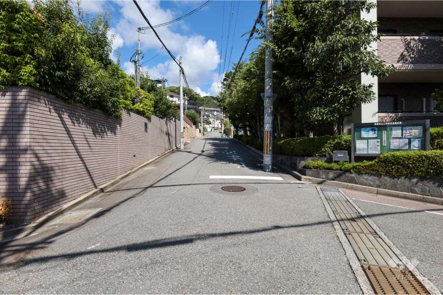 敷地西側の前面道路