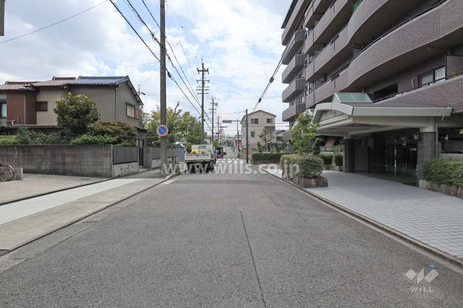 敷地東側の前面道路（北側から）
