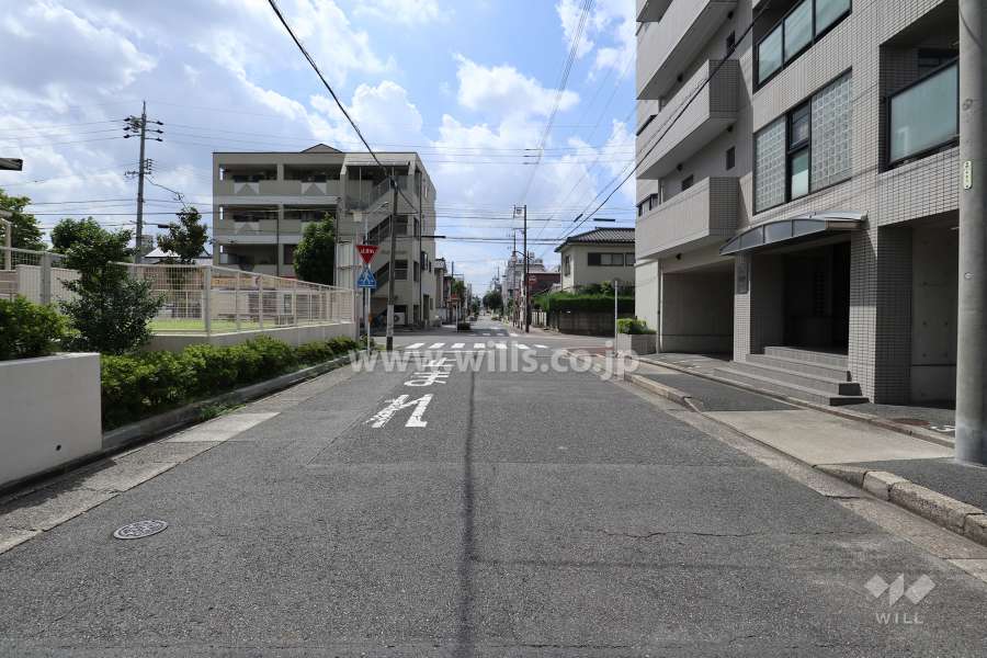 敷地東側の前面道路（北側から）
