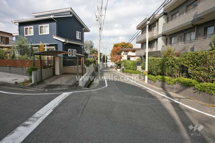 敷地南西側の前面道路(南東側から)