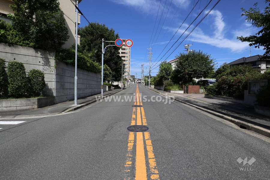 敷地北東側の前面道路（南東側から）