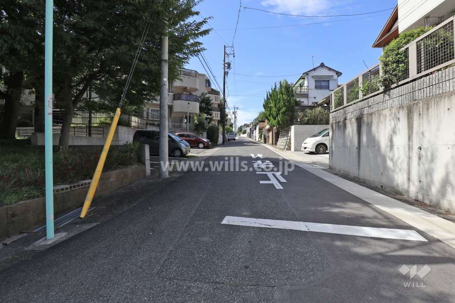 敷地北西側の前面道路（北東側から）