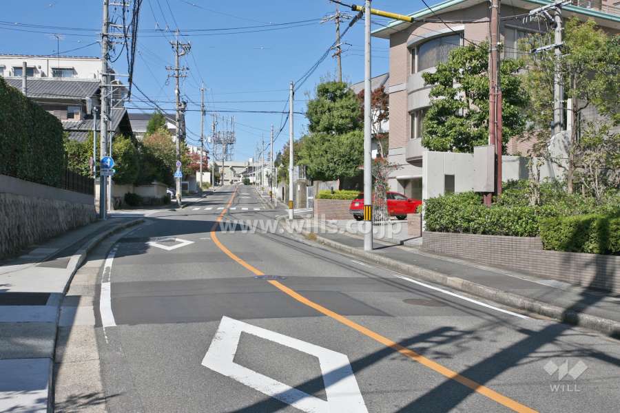 敷地南西側の前面道路(南東側から)