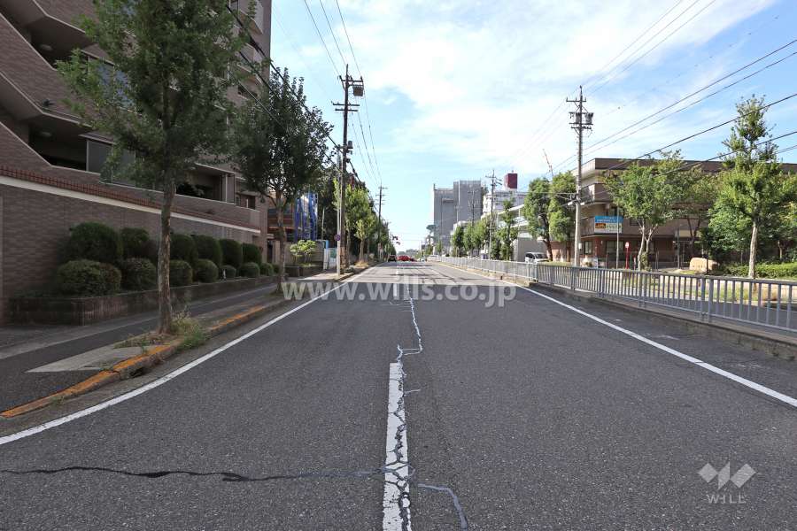 敷地北西側の前面道路（北東側から）