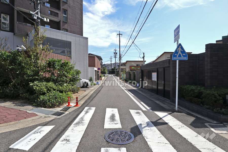 敷地北側の前面道路（西側から）