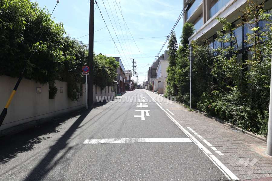 敷地東側の前面道路（北側から）