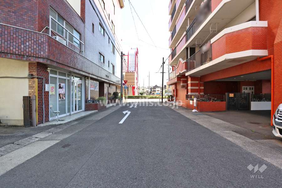 敷地東側の前面道路（北側から）