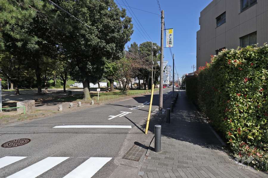 敷地北西側の前面道路（南西側から）