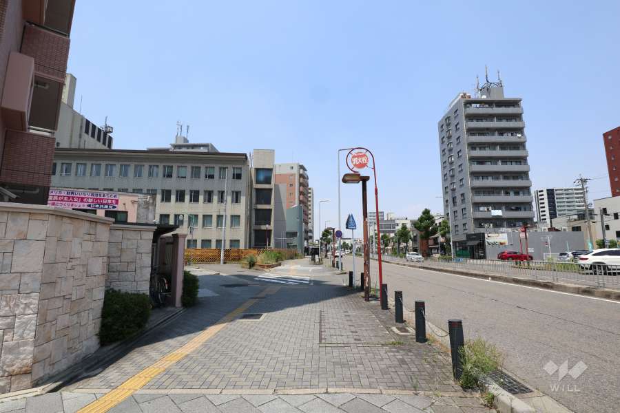 敷地東側の前面道路（南側から）