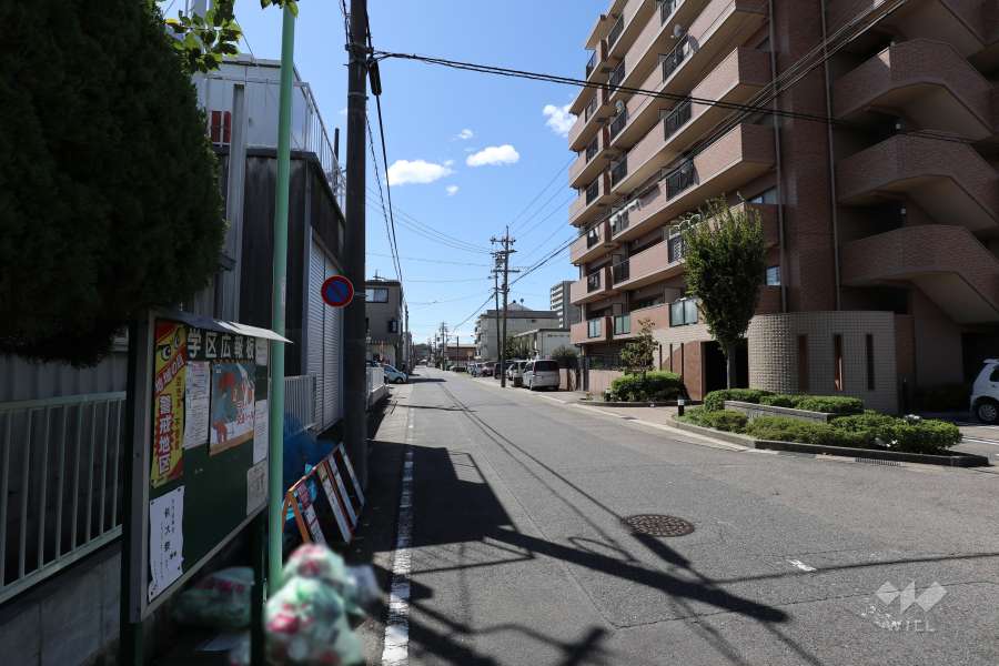 敷地南東側の前面道路（北東側から）