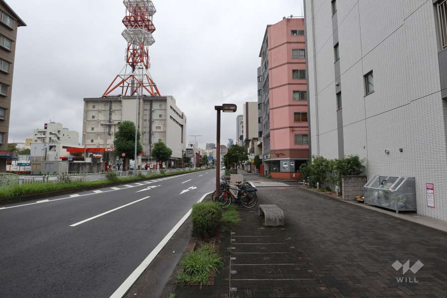 敷地東側の前面道路（北側から）