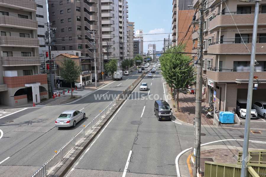 敷地南側の前面道路(歩道橋から)