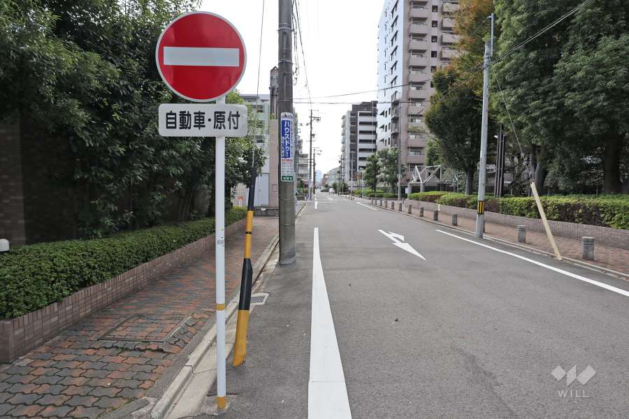 敷地西側の前面道路