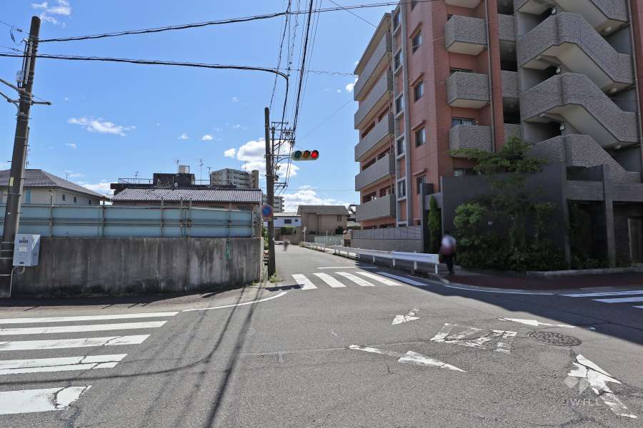 敷地東側の前面道路（北側から）