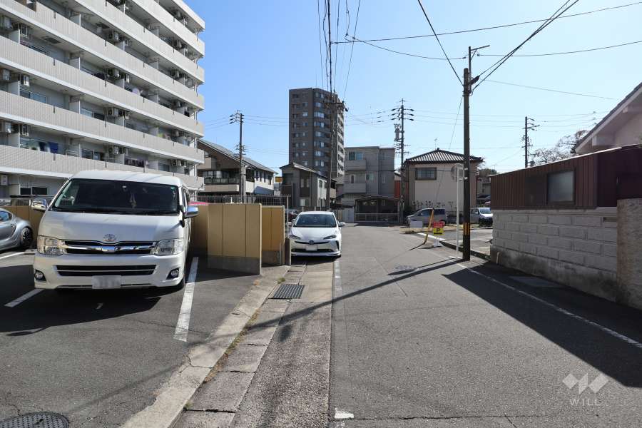 敷地南側の前面道路（西側から）