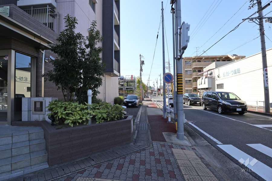 敷地西側の前面道路