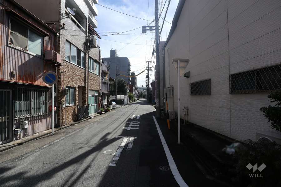 敷地南側の前面道路（西側から）