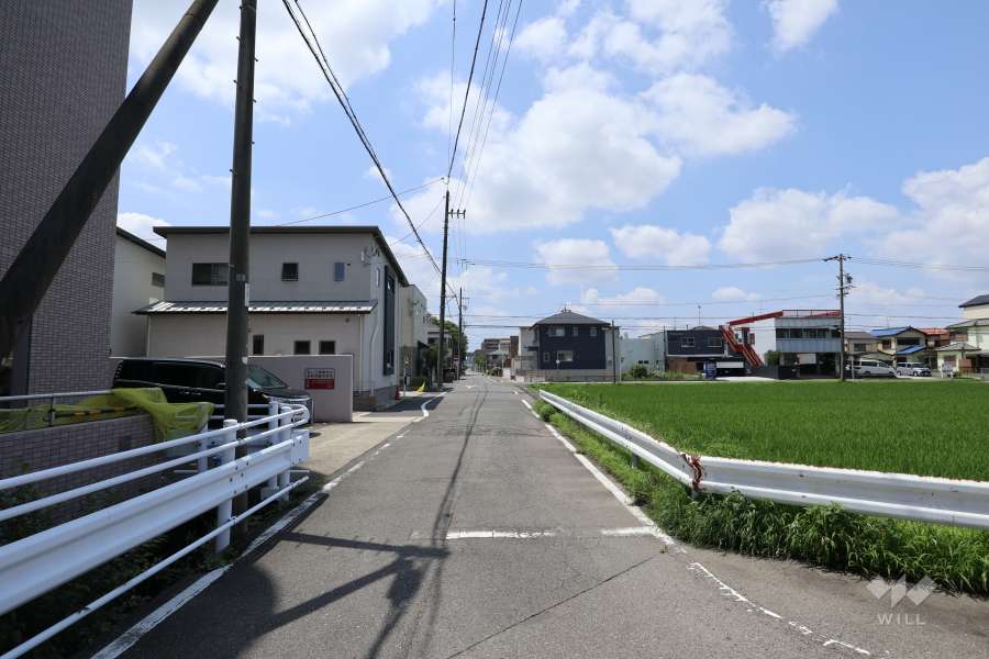 敷地西側の前面道路（北側から）