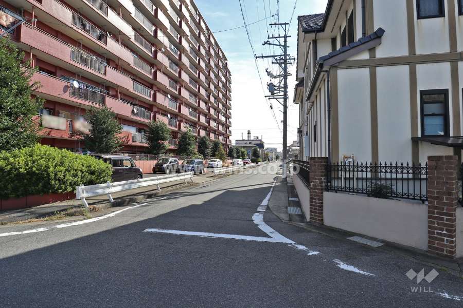 敷地南西側の前面道路(北西側から)