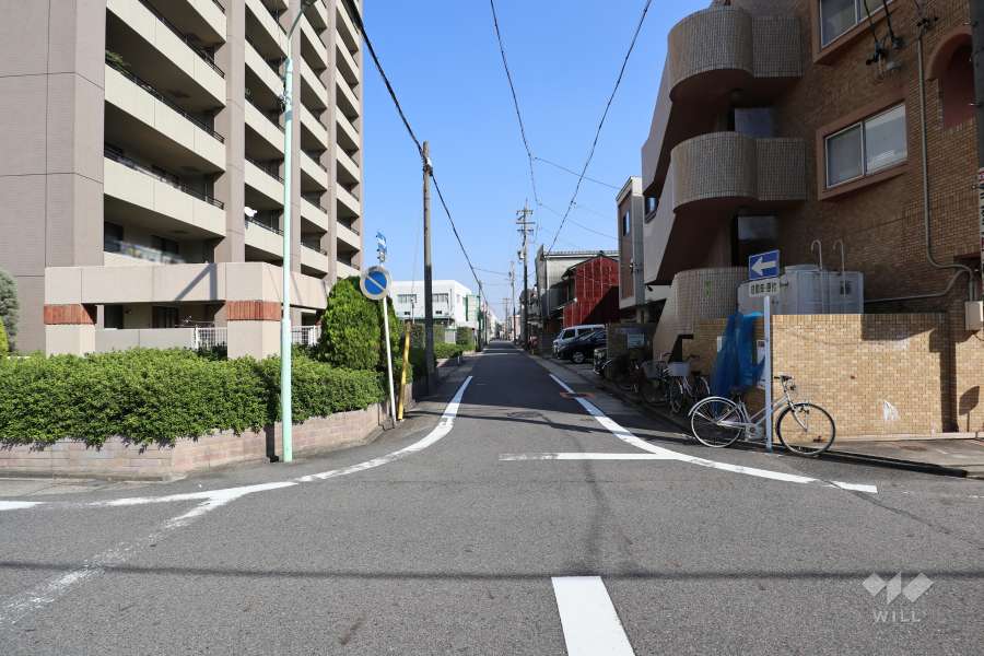 敷地南側の前面道路（西側から）