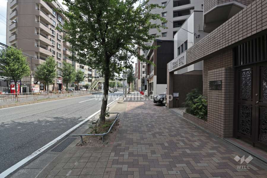 敷地北側の前面道路（西側から）