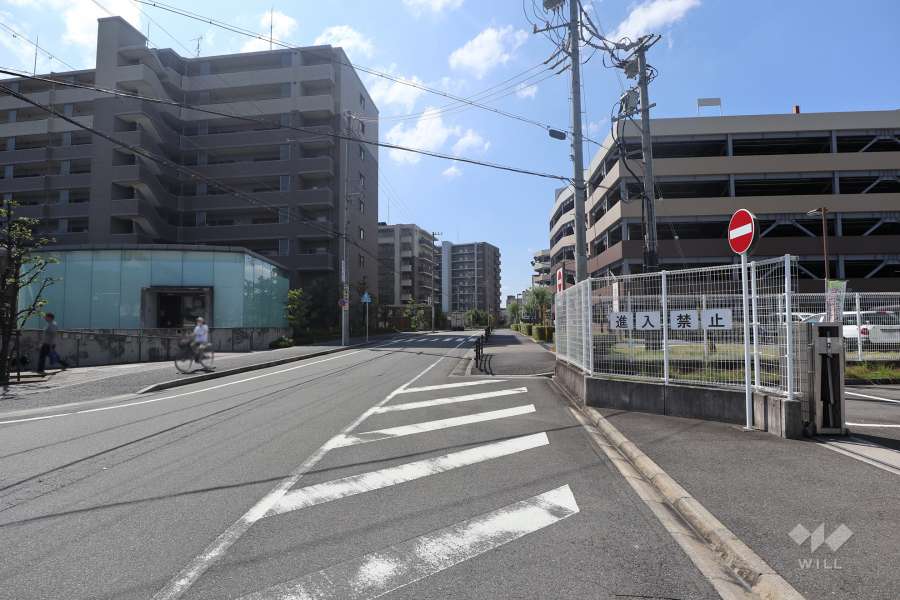 敷地西側の前面道路