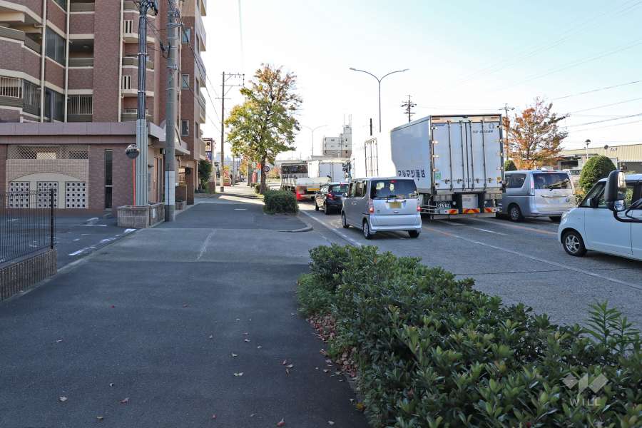 敷地西側の前面道路（北側から）