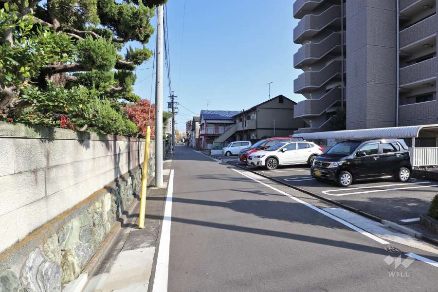 敷地北側の前面道路（西側から）