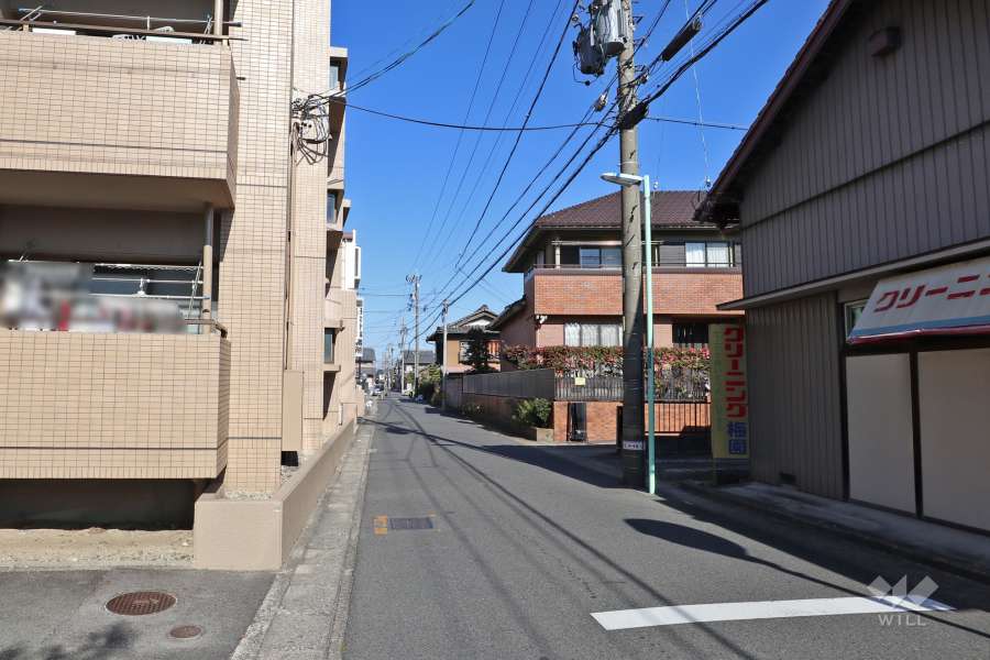 敷地東側の前面道路（南側から）