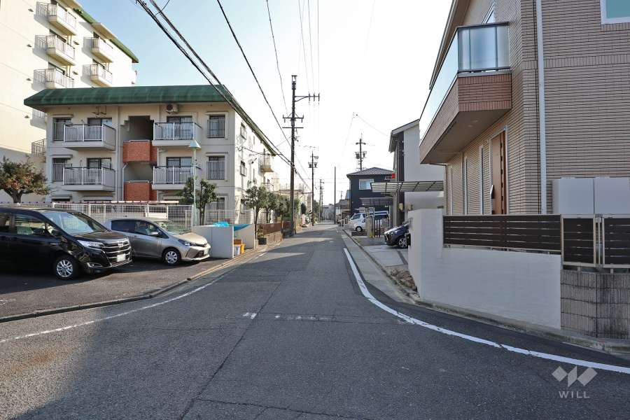 敷地西側の前面道路（北側から）