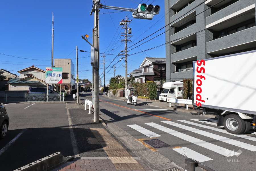 敷地南側の前面道路（東側から）