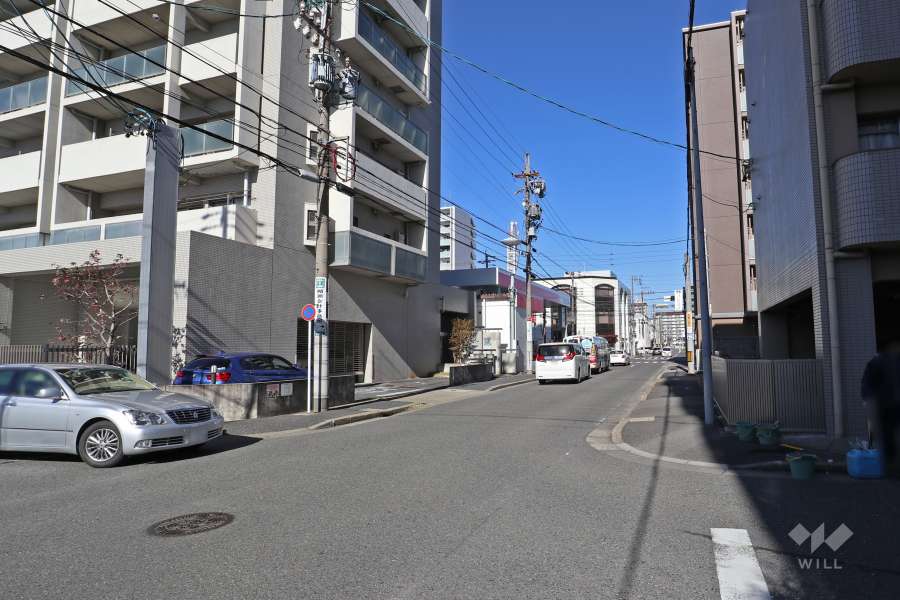 敷地東側の前面道路（南側から）