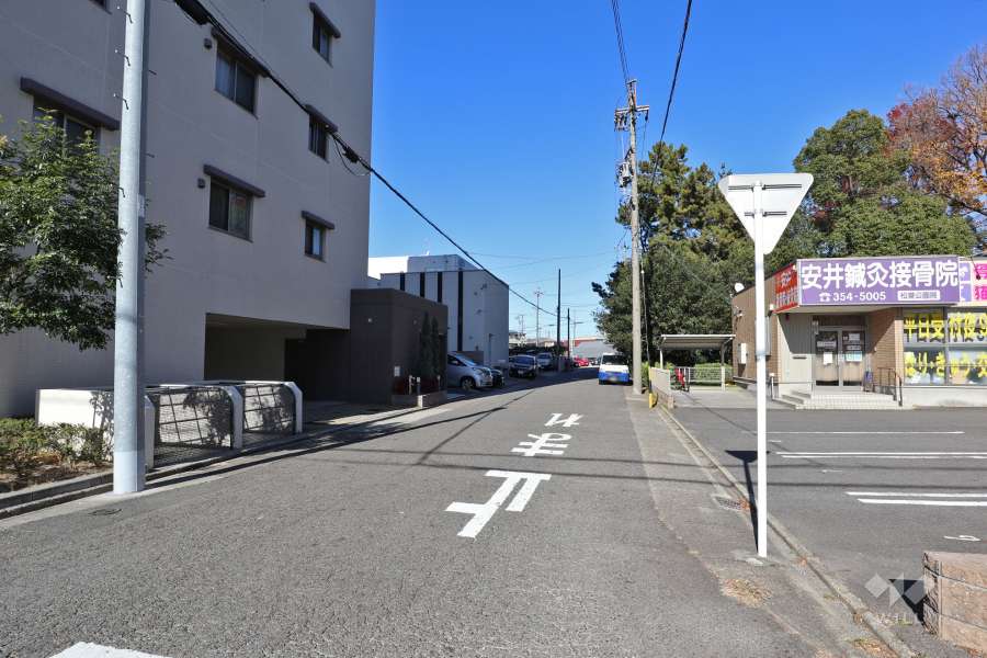 敷地東側の前面道路（南側から）