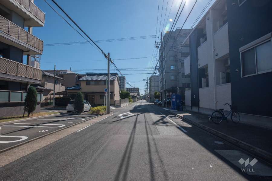敷地西側の前面道路（北側から）