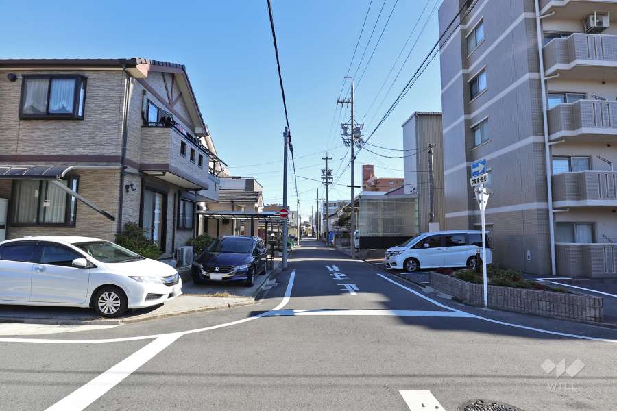 敷地北側の前面道路（西側から）